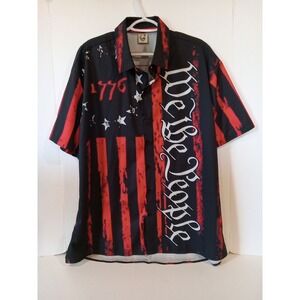 Hardaddy Shirt Mens L Red Black We The People 1776 Flag Polyester Button Up